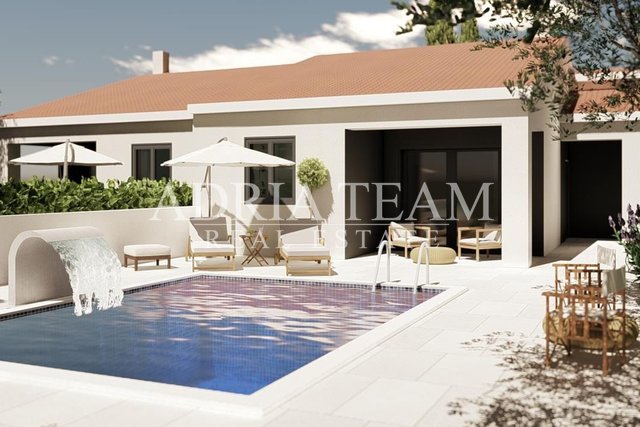 HOUSE UNDER CONSTRUCTION WITH POOL, 250 M FROM THE SEA, ZADAR - VIR