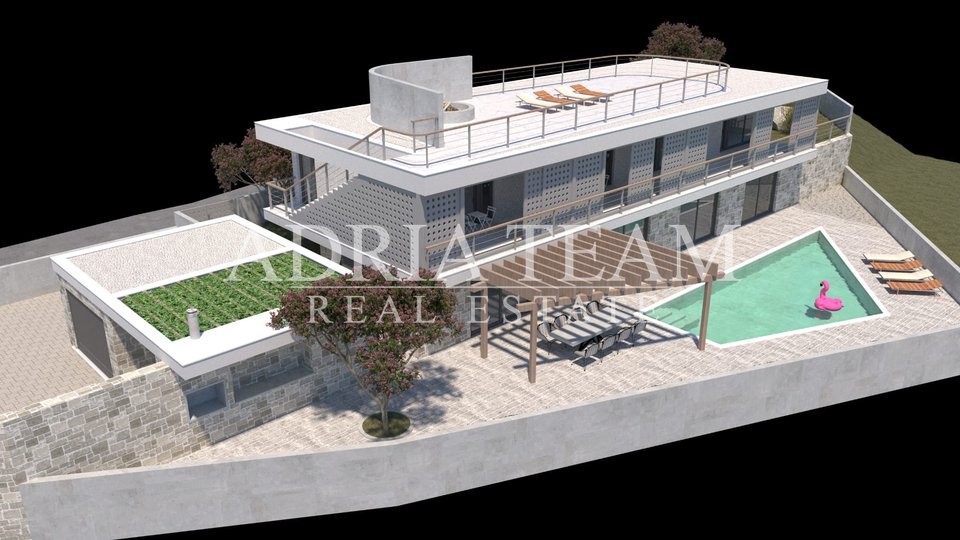 BUILDING LAND FIRST ROW TO THE SEA WITH A PROJECT FOR A VILLA, TOP POSITION!! - NIN-ZATON