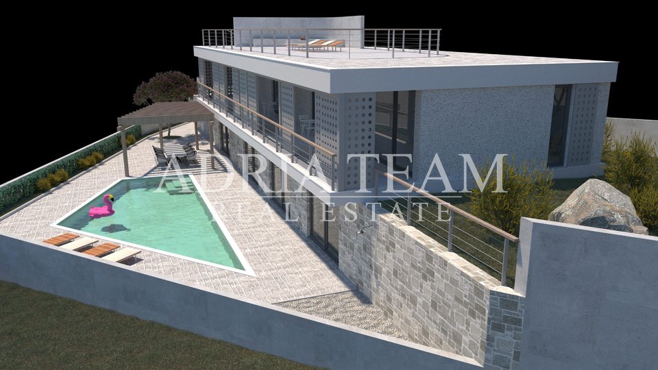 BUILDING LAND FIRST ROW TO THE SEA WITH A PROJECT FOR A VILLA, TOP POSITION!! - NIN-ZATON