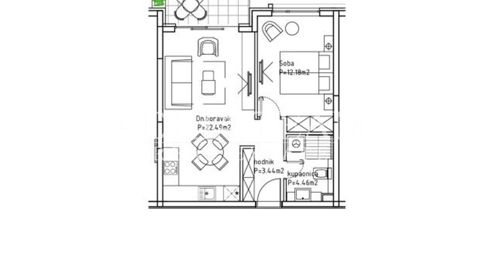 Ferienwohnung, 27 m2, Verkauf, Makarska