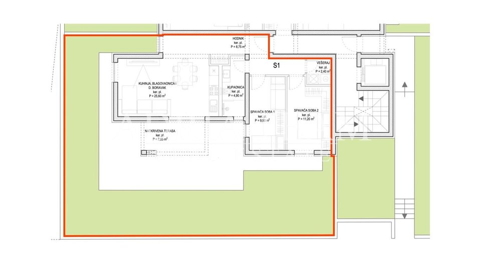 DVOUPOKOJOVÉ APARTMÁNY - BUDOVA  C - S VÝHLEDEM NA MOŘE, 350 m OD MOŘE, ZADAR - DIKLOVAC