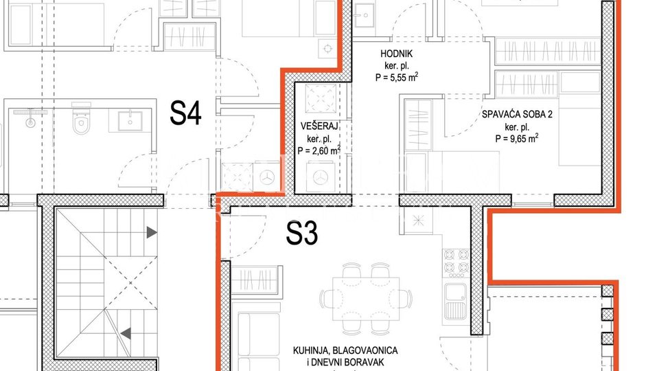 DVOUPOKOJOVÉ APARTMÁNY - BUDOVA B - S VÝHLEDEM NA MOŘE, 350 m OD MOŘE, ZADAR - DIKLOVAC