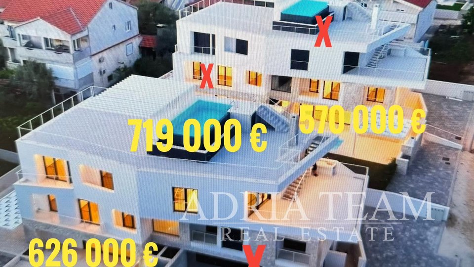 LUXUSNÍ APARTMÁNY NA KLIDNÉM MÍSTĚ, 100 m OD MOŘE, KOŽINO – ZADAR