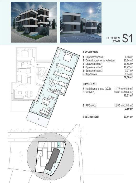 APARTMENT S1 IN A RESIDENTIAL BUILDING, NEWLY BUILT, 100m FROM THE SEA - ŠIMUNI, PAG