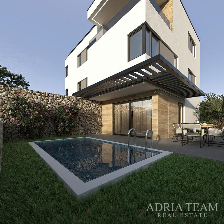APARTMENT S3 WITH A POOL, GARDEN, AND ROOF TERRACE, NEW CONSTRUCTION - MANDRE, PAG