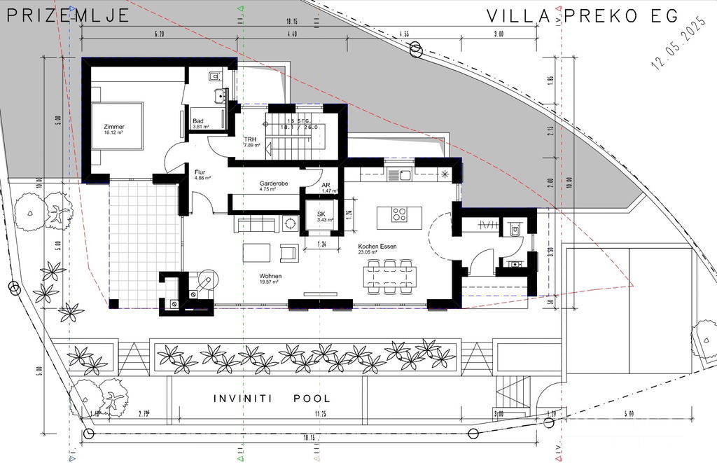 BUILDING LAND WITH A PROJECT FOR A VILLA WITH A SWIMMING POOL, SEA VIEW - PREKO, UGLJAN