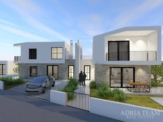 PRIVLAKA – MLETAK: MODERN HOUSE UNDER CONSTRUCTION IN ROH-BAU STAGE WITH SWIMMING POOL property for sale