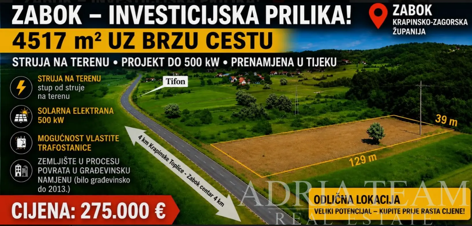 INVESTMENT LAND WITH DEVELOPMENT POTENTIAL – ZABOK