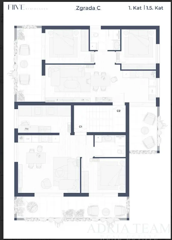 Two-Bedroom Apartment With Rooftop Terrace In A Luxury New Development – Kožino